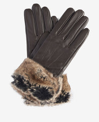 Faux-Fur Trimmed Leather Gloves