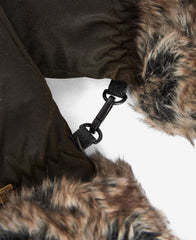 Waxed Faux-Fur Trim Mittens