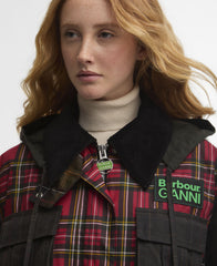 Barbour x GANNI Tartan Peplum Waxed Jacket